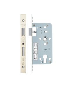 Vier VDL7255-SSS Din Euro Sashlock- Backset 55mm - 2 Pc Forend - Square - SSS - Satin Stainless Steel