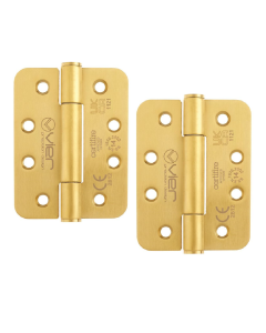 Vier VHC243R-PVDSB Grade 14 Concealed Bearing Hinge Radius - 102 x 76 x 3mm - PVD Satin Brass