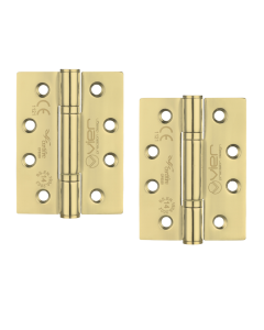 Vier VHP243 Grade 14 Bearing Fire Door Hinges - 160kg door weight - 102 x 76 x 3.4mm PVD Polished Brass