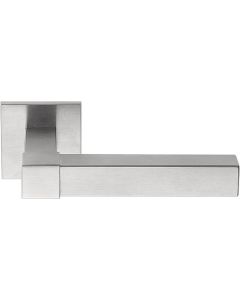 FORMANI SQUARE VL125 L-solid unsprung door handle on rose satin stainless steel