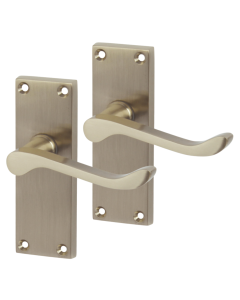 IRONZONE Victorian Scroll Lever on Latch Profile Backplate - Satin Nickel