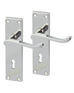 IRONZONE Victorian Scroll Lever on Lock Profile Backplate - Polished Chrome