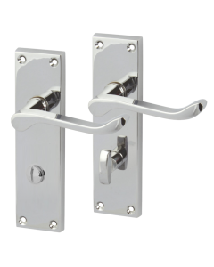 IRONZONE Victorian Scroll Lever on Bathroom Profile Backplate - Polished Chrome
