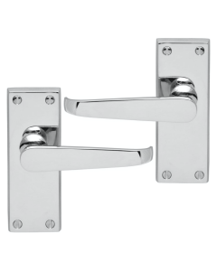 IRONZONE Victorian Straight Lever on Latch Profile Backplate - Polished Chrome