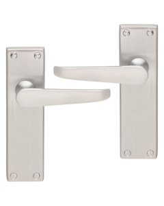 IRONZONE Victorian Straight Lever on Latch Profile Long Backplate - Satin Chrome
