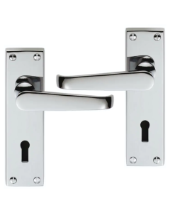 IRONZONE Victorian Straight Lever on Lock Profile Backplate - Polished Chrome