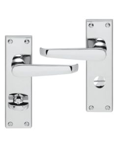 IRONZONE Victorian Straight Lever on Bathroom Profile Backplate - Satin Chrome