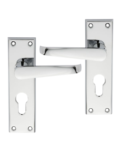 IRONZONE Victorian Straight Lever on Euro Profile Backplate - Polished Chrome
