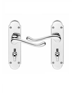 IRONZONE Victorian Shaped Scroll Lever on Bathroom Profile Backplate - Polished Chrome