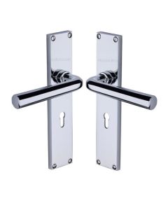 Heritage Brass Octave Lever Lock Door Handle on 200mm Plate PC Polished Chrome VT5900-PC
