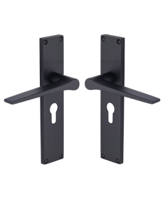 Heritage Brass Gio Euro Profile Door Handle on 200mm Plate BKMT Matt Black VT8148-BKMT