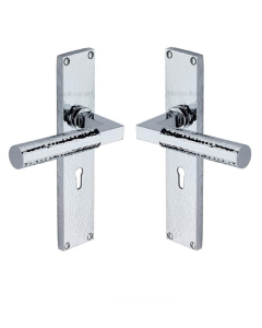 Heritage Brass Bauhaus Hammered Lever Lock on 200mm Plate PC Polished Chrome VTH4300-PC