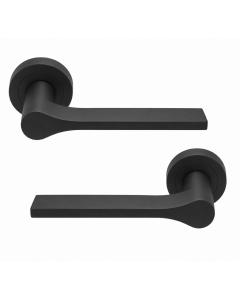 Manital Vela Door Handle on Round Rose - Matt Black