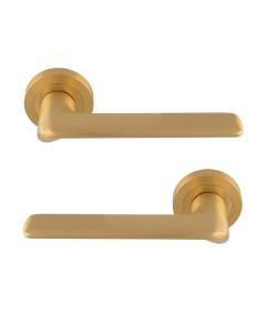 Manital Vortex Door Handle on Rose - Satin Brass