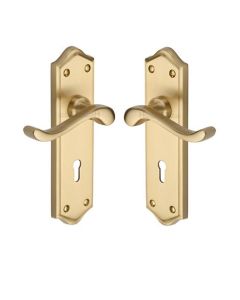 Heritage Brass W4200-SB Door Handle Lever Lock Buckingham Design Satin Brass finish