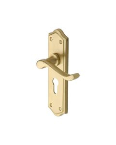 Heritage Brass W4248-SB Door Handle for Euro Profile Plate Buckingham Design Satin Brass finish