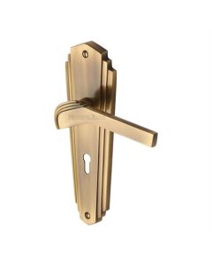 Heritage Brass WAL6500-AT Door Handle Lever Lock Waldorf Design Antique finish