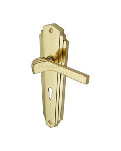 Heritage Brass WAL6500-PB Door Handle Lever Lock Waldorf Design Polished Brass finish