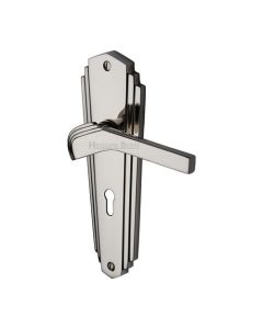 Heritage Brass WAL6500-PNF Door Handle Lever Lock Waldorf Design Polished Nickel finish