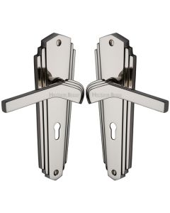 Heritage Brass WAL6500-PNF Door Handle Lever Lock Waldorf Design Polished Nickel finish