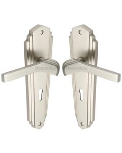 Heritage Brass WAL6500-SN Door Handle Lever Lock Waldorf Design Satin Nickel finish