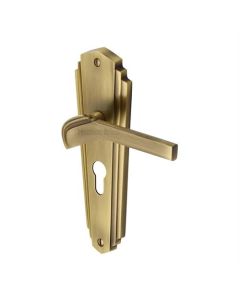 Heritage Brass WAL6548-AT Door Handle for Euro Profile Plate Waldorf Design Antique finish