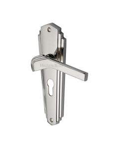 Heritage Brass WAL6548-PNF Door Handle for Euro Profile Plate Waldorf Design Polished Nickel finish