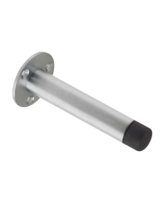 IRONZONE Projection Skirting Door Stop On Rose 90mm - Satin Chrome