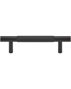 Acre & Clutton Westbrook Knurled Solid Brass Cabinet Handle, 128mm Center-to-Center, 165mm Overall, Matt Black