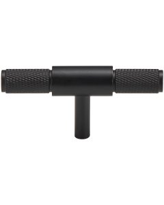 Acre & Clutton Westbrook Knurled Solid Brass T Bar Cabinet Handle 80mm Matt Black