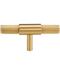 Acre & Clutton Westbrook Knurled Solid Brass T Bar Cabinet Handle 80mm Satin Brass