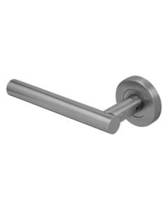 BLU, 'T' Bar Lever Door Handle on Round Rose, 55 x 10.5mm, 316 Satin Stainless Steel KM065C-SSS