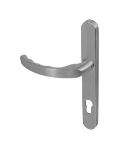 BLU, Ergonomic Lever Door Handle on Backplate, 32 x 249 x 12.5mm, 316 Satin Stainless Steel KM130B-SSS