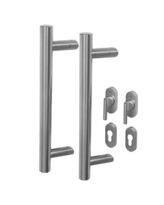 BLU, Offset Round 'T' Bar Handle for Straight Slide Doors, Back to back fix, 316 Satin Stainless Steel KM850-PAIR-SSS