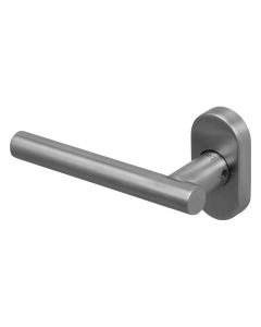 BLU, T-Bar Lever Door Handle On Oval Rose, 32.2 x 71.8 x 10.8mm, 316 Satin Stainless Steel KM965C-SSS