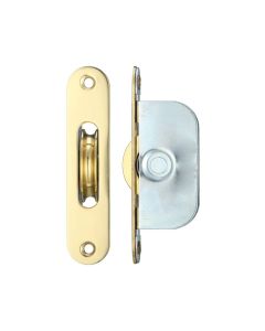 Acre & Clutton Ball Bearing Sliding Window Sash Pulleys 1 3/4" Radius Forend Polished Brass
