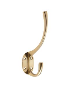 Zoo Hardware ZAB80 Hat and Coat Hook 5" Height 2" Projection Polished Brass