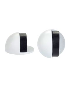 Zoo Hardware ZAS06-PCW Door Stop - Floor Mounted Oval - 45mm dia -  White finish