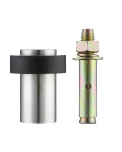 Zoo Hardware ZAS91SS Door Stop Anchored Heavy Duty - Round Collared Flat Top - Satin Stainless