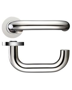 Zoo Hardware ZCS080PS 22mm Return to Door Lever Door Handle on Round Rose Polished Stainless