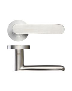 Zoo Hardware ZCS090SS Atlas Lever Door Handle on Round Rose Satin Stainless