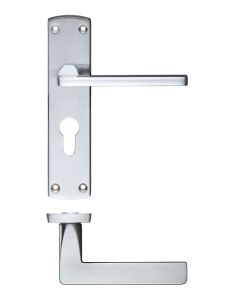 Zoo Hardware ZCZ011EPSC Leon Lever Euro Lock (47.5mm c/c) On Backplate Satin Chrome