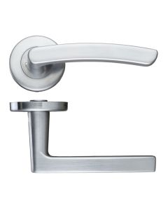 Zoo Hardware ZCZ020SC Santiago Lever Door Handle - Push On Rose -115mm x 65mm Satin Chrome