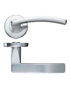 Zoo Hardware ZCZ030SC Toledo Lever Door Handle - Push On Rose -115mm x 65mm Satin Chrome