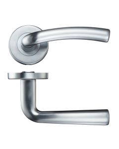Zoo Hardware ZCZ050SC Seville Lever Door Handle - Push On Rose Satin Chrome