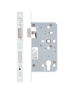 Zoo Hardware Mortice Escape Sashlock - 72mm Centres, 60mm Backset - Square Forend, Powder Coated White  ZDL7260ESC-S-PCW