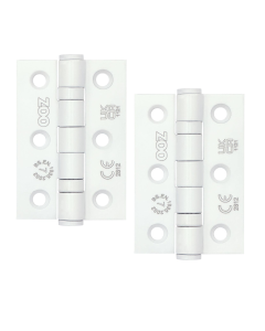Zoo Hardware Door Hinges Stainless Steel Ball Bearing Grade 7 Certifire UKCA/CE 76mm Powder Coat White