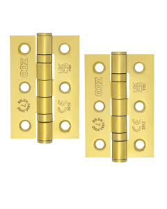 Zoo Hardware  Door Hinges Stainless Steel Ball Bearing Grade 7 Certifire UKCA/CE 76mm PVD Polished Brass