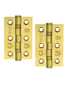 Zoo Hardware Door Hinges Stainless Steel Ball Bearing Grade 7 Certifire UKCA/CE 76mm PVD Satin Brass