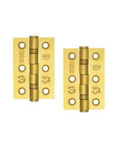 Zoo Hardware ZHSS232-FSB Hinges - Ball Bearing 76mm x 50mm x 2mm Square Corner - Favo Satin Brass